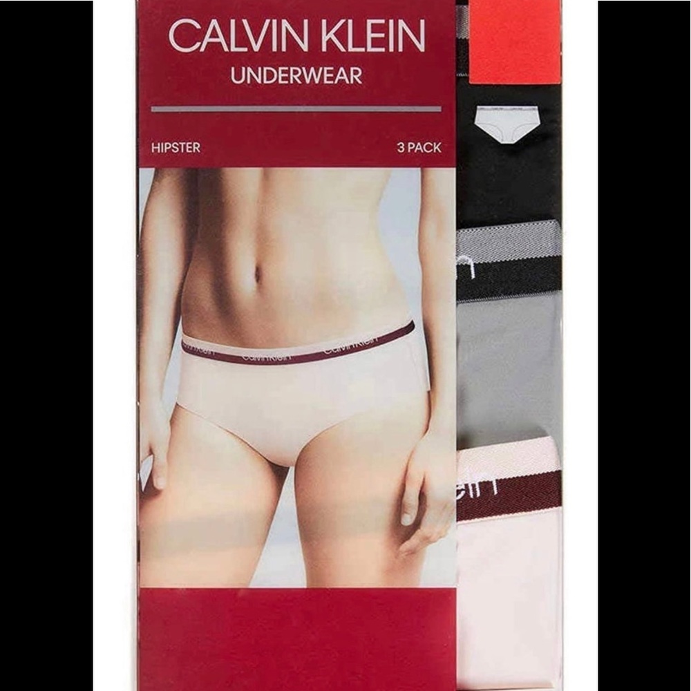 NIB 3-Pack Women’s Medium Calvin Klein Underwears/Hipsters In Black/Grey/Peach
